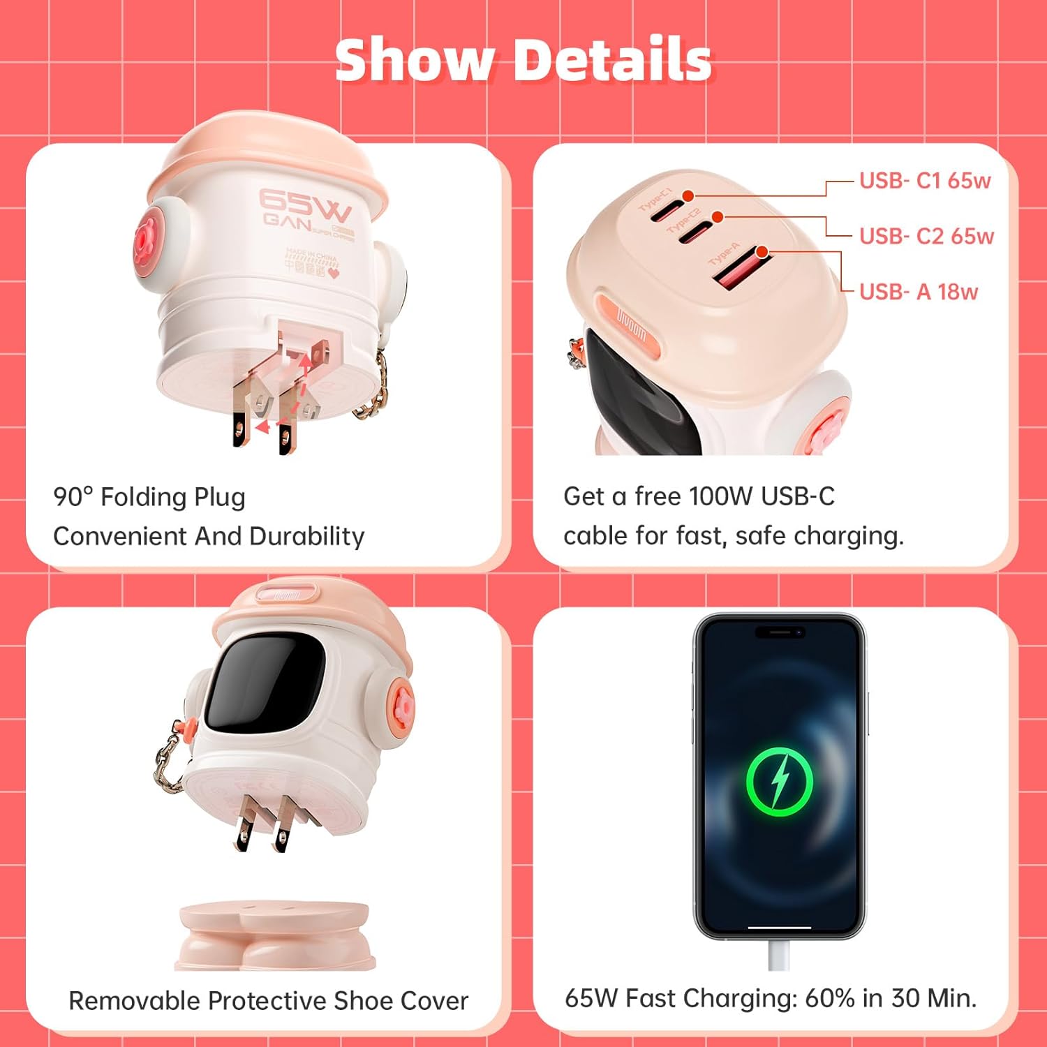 Sạc Divoom Dipow 65W Pink