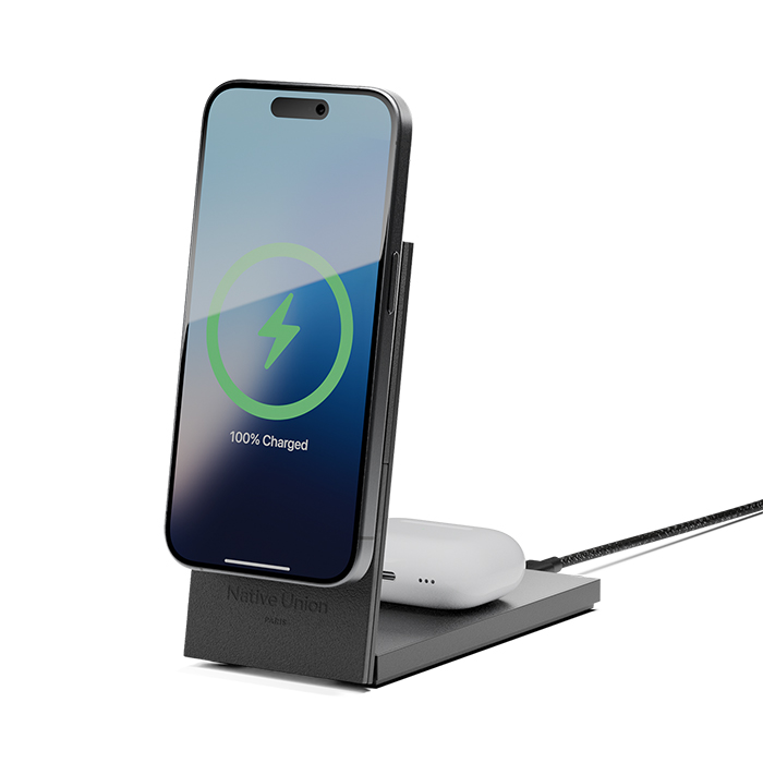 Sạc không dây Native Union Rise 2-in-1 Magnetic Wireless Charger Black