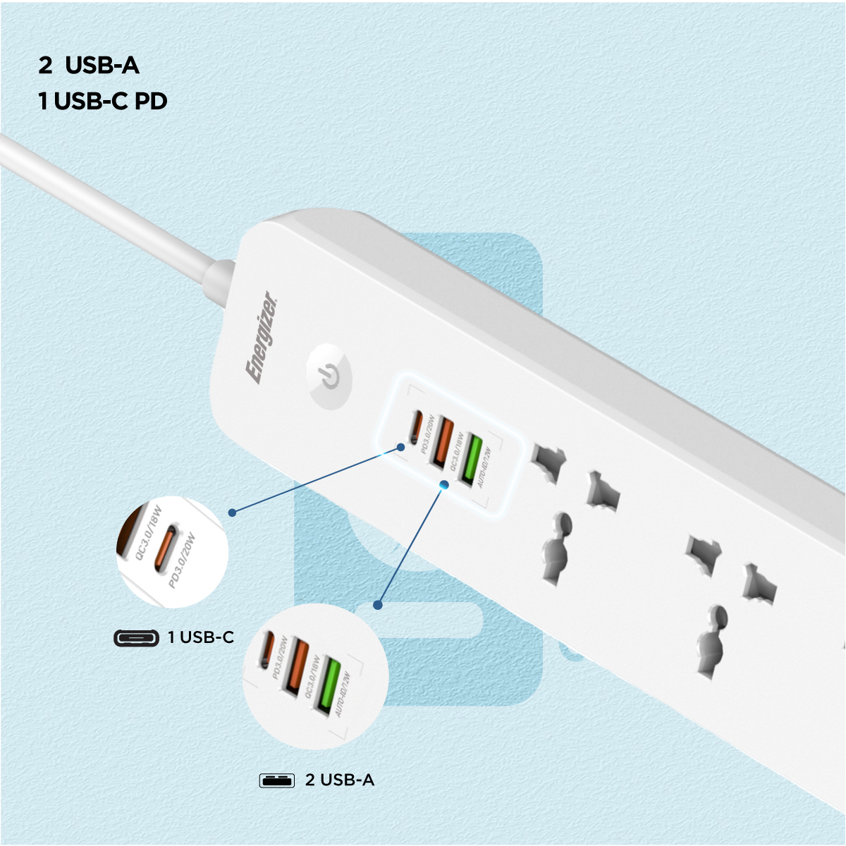 Ổ điện Energizer EPB2504EU Ổ điện Energizer EPB2504EU