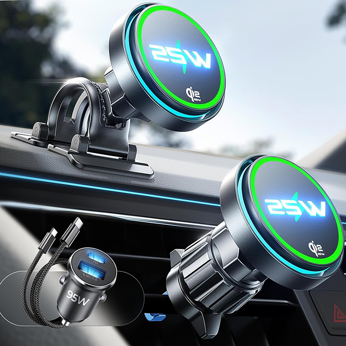 LISEN Qi2.2 25W Wireless Car Charger with Cooling Fan