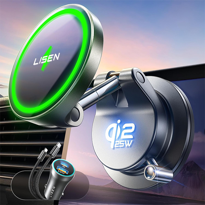 LISEN Qi2.2 25W Wireless Car Charger